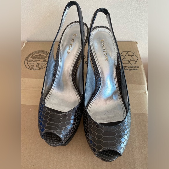 BeBe Zahara Black Snake Heel Womens Size 7B - Picture 10 of 10